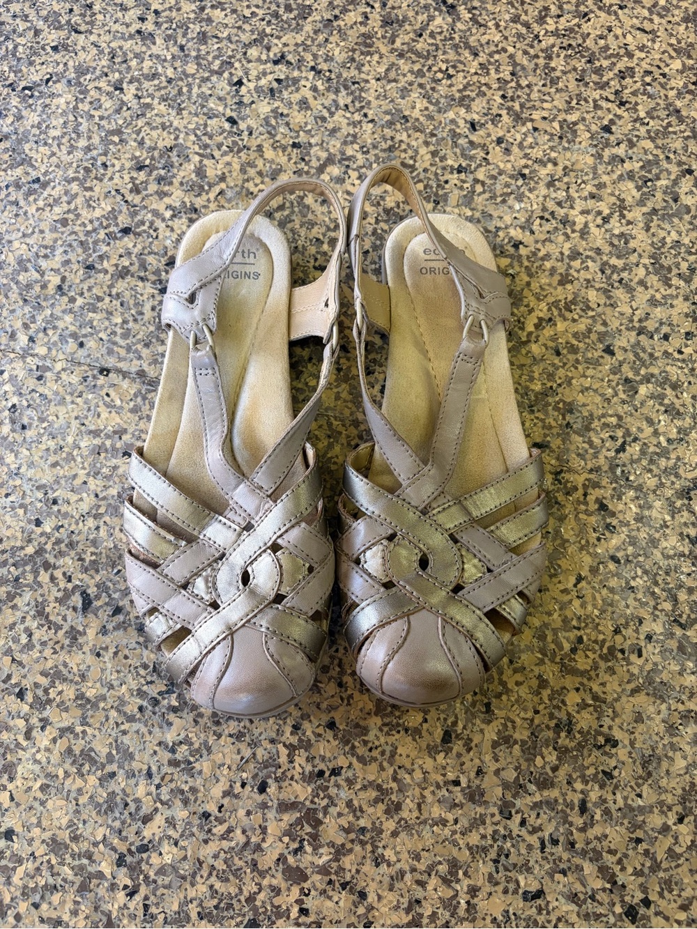 Earth Origins Metallic Taupe Slingback Woven Sandal